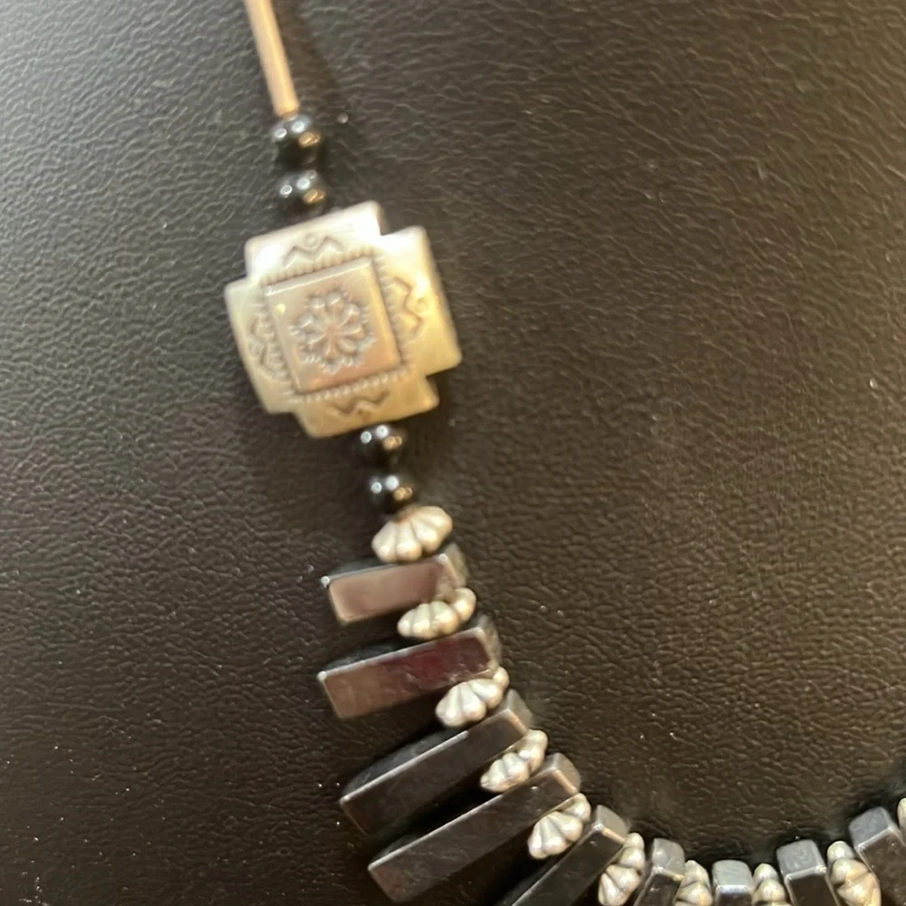 NECKLACE 8 inch Black Metallic and Silver colored hook Women’s Jewelry